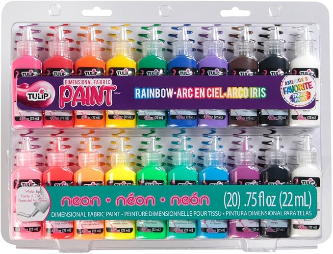 Fabric Paint Pack – Non-Toxic and Permanent 3D Puff Paint for Fashion Party, 20 Color Pack