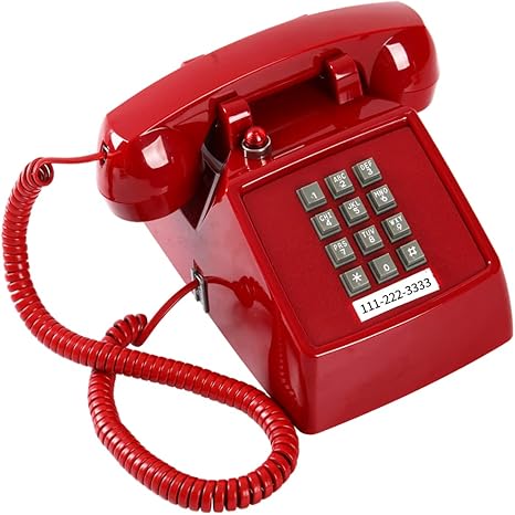 Red Desk Phone – Classic Analog Corded Landline Phone for Office, Home, and Elderly with Large Buttons and Hearing Aid Compatibility