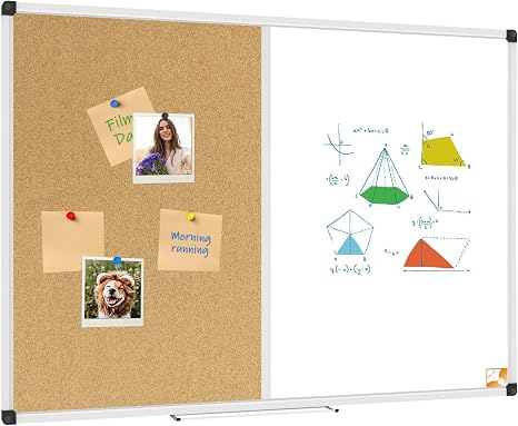 Combination Board – Magnetic Whiteboard and Cork Board Combo for Home and Office, Multi-functional Organizer with Smooth Writing Surface and Self-Healing Cork, Easy Installation