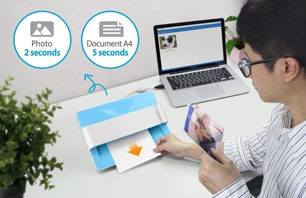Efficient digital scanner for photos and documents with fast image enhancement capabilities.