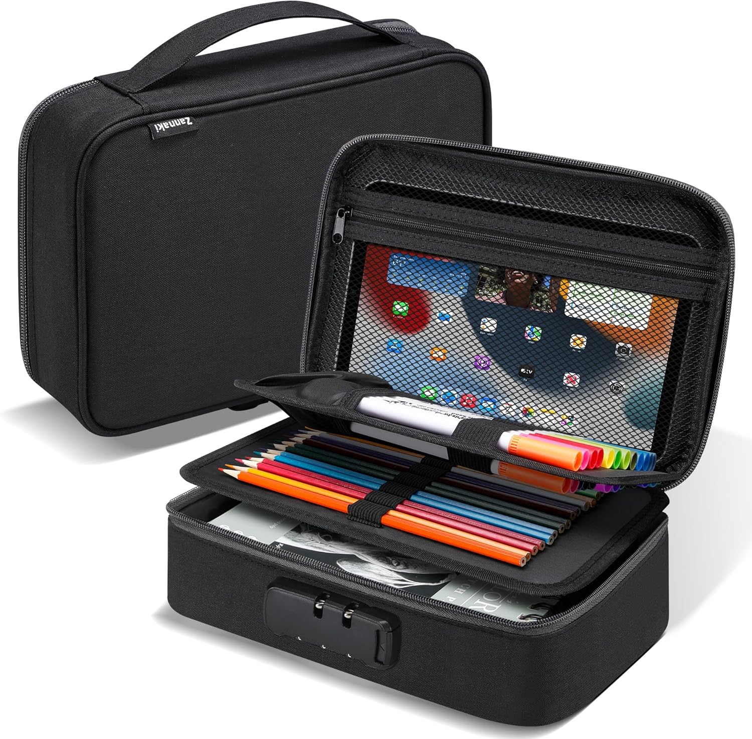 Pencil Organizer with Multi-Compartment Design – Large Storage Case for Pencils, Pens, and School Supplies, Ideal for Students and Professionals