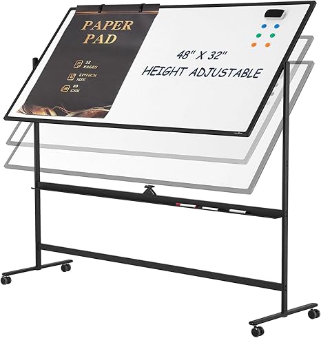 Reversible Whiteboard with Rolling Stand – Double-Sided Magnetic Dry Erase Board for Office, Classroom, and Presentations