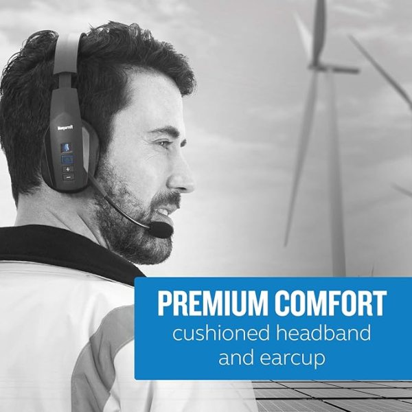 Wireless noise-canceling Bluetooth headset with cushioned headband and earcup.