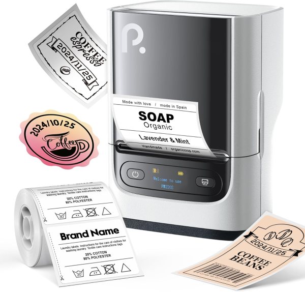 Portable Label Printer, Bluetooth Thermal Printer for Mobile & PC, High-Quality Printing with App Control