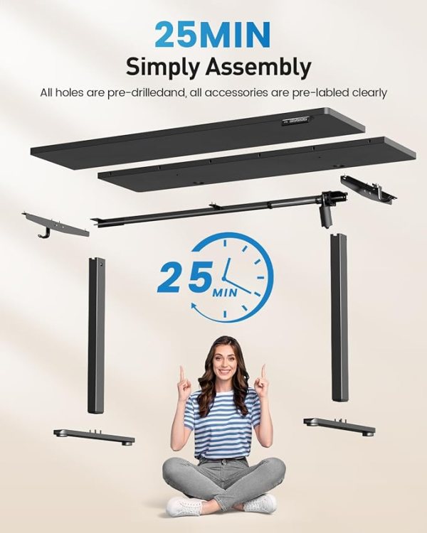 Adjustable electric standing desk with memory presets, quiet motor, and ergonomic design for a comfo.