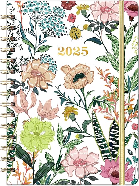 Floral Planner 2025 – Hardcover Spiral Bound, Weekly & Monthly Layouts with Inspirational Quotes for Organized Planning