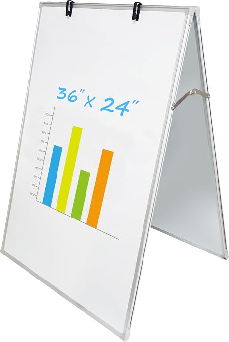 Magnetic Whiteboard Easel – Double-Sided Dry Erase Board with Adjustable Stand and Flipchart Hooks