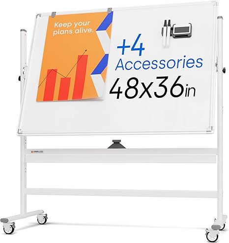 Mobile Whiteboard – Rolling Dry Erase Board with Easel Stand for Office, Classroom, and Home Use