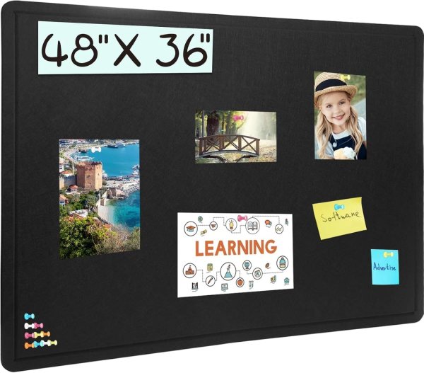 Pin Board for Home and Office – Large Felt Bulletin Board with Self-Adhesive Velcro for Easy Installation on Smooth Surfaces, Foldable and Durable Design