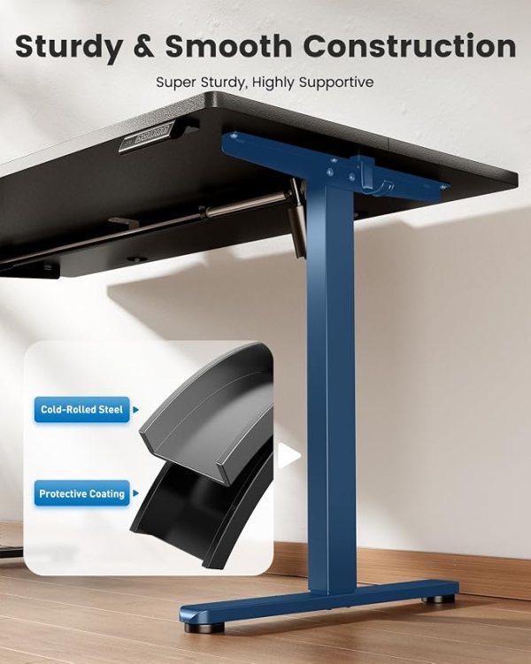 Adjustable electric standing desk with memory presets, quiet motor, and ergonomic features for comfo.