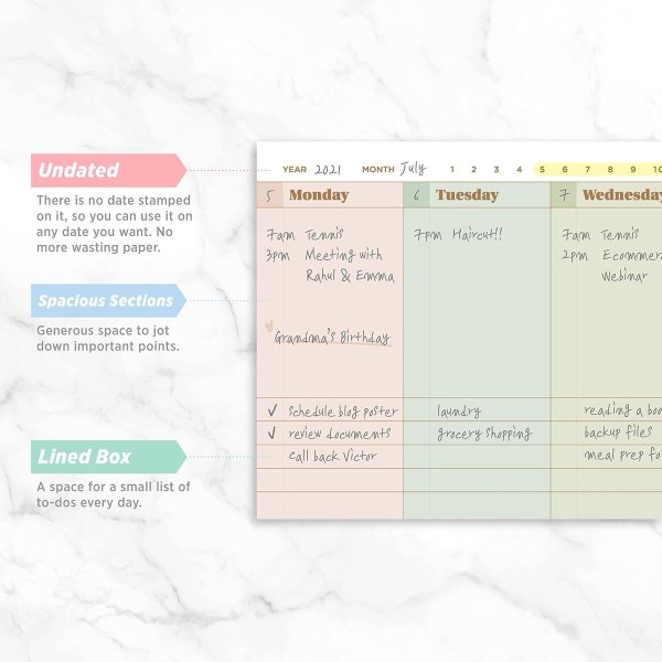 Undated Weekly Planner Pad