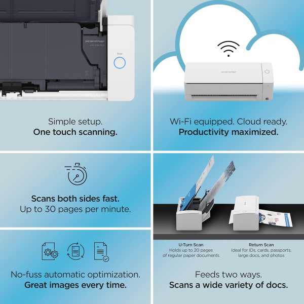 Portable wireless document scanner for home office, fast double-sided scanning.
