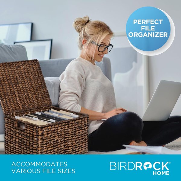 Seagrass file organizer on wheels, perfect for office or home storage, offers stylish and practical.