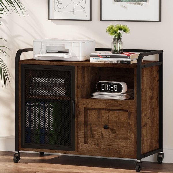 Home Office Storage Cabinet with Adjustable Shelf, File Drawer, and Open Storage for Desk Organization and Office Supplies