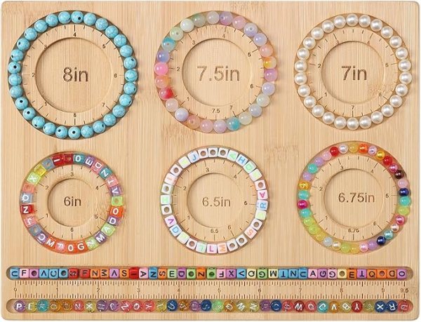 DIY Beading Board for Jewelry Making, Bamboo Tray for Bracelet & Anklet Design, Beading Board with Storage Slots and Grooves for DIY Jewelry Projects