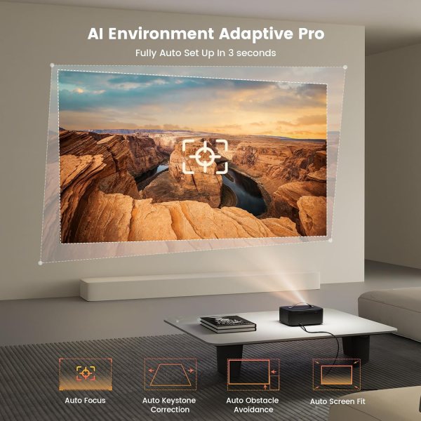 Portable 4K Projector with WiFi & Bluetooth