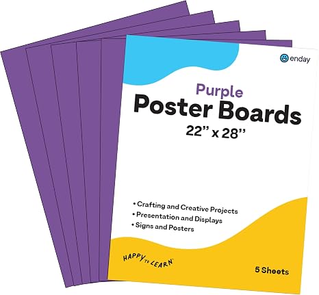 Purple Poster Board for Arts, Crafts, and Presentations – Smooth Durable Surface, Easy to Cut, Perfect for Projects, Framing, and Displays
