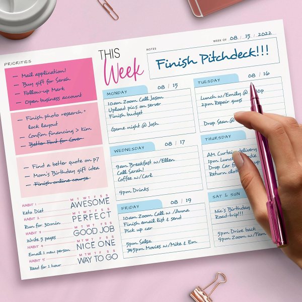 Weekly Productivity Planner Pad