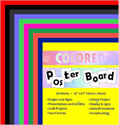 Colored Cardstock Paper – Assorted 30 Sheets for Crafts, Presentations, and Art Projects