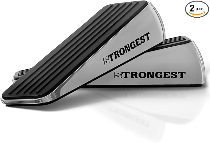 Heavy Duty Door Stop for All Floor Types – Strong Metal Doorstop with Rubber Grip