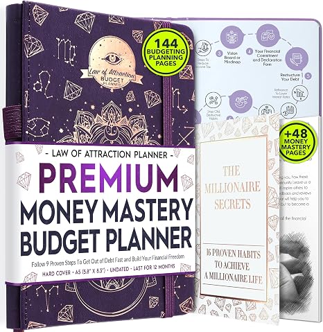 Financial Planner 2024 – Budget Organizer, Expense Tracker, Wealth Planner for Financial Success, Undated Money Journal with Stickers and Pockets for Bill Tracking and Savings Goals