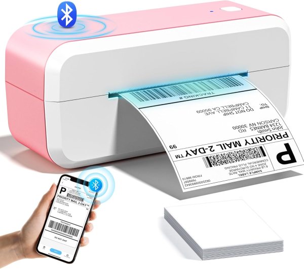 Bluetooth Thermal Printer for Shipping, Portable & Wireless, Compatible with Android, iOS, and Windows/Mac