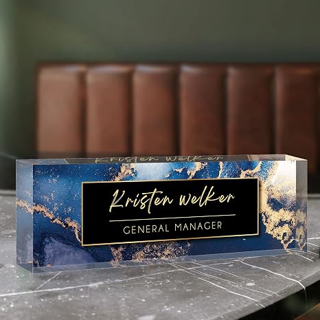 custom acrylic desk name plate