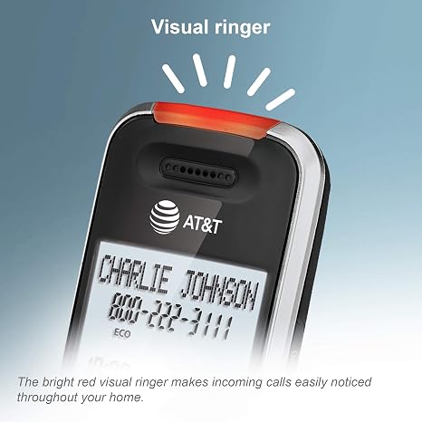 Wireless landline phone with digital answering system and large display.
