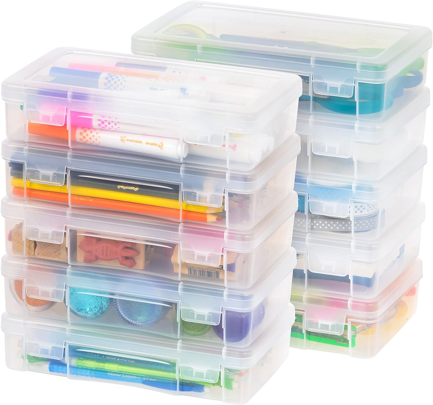 Craft Organizer Box – 10-Pack Clear Plastic Storage Containers with Snap-Tight Latch for Organizing Art, School Supplies, and Small Tools