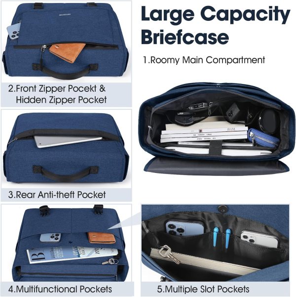 Large capacity messenger bag with multiple compartments for laptops and accessories.