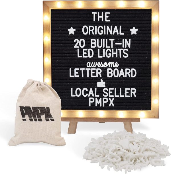 LED Message Board – Light-Up Felt Display Board with Wood Frame, 340 Letters, Emojis & Symbols, Perfect for Home Decor & Special Events