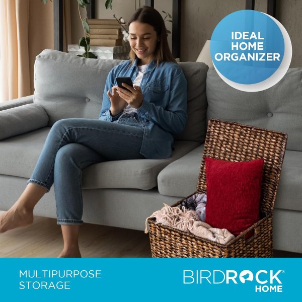 Seagrass rolling storage basket for office or home, perfect for organizing files and accessories.