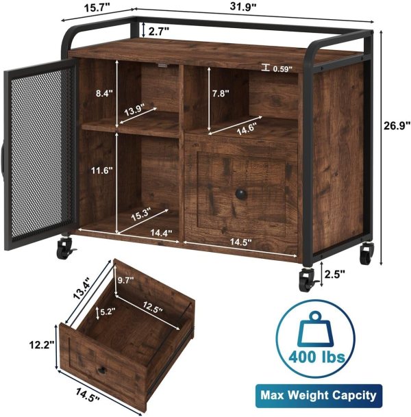 Storage Cabinet with Adjustable Shelves and File Drawer for Office Organization.
