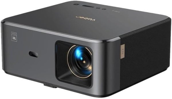 Bluetooth Projector with JBL speakers and 1080p HD display.