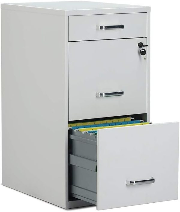 Metal 3-Drawer Letter-Size Filing Cabinet.