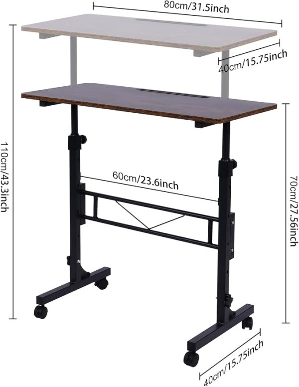 Rolling Desk Adjustable Height