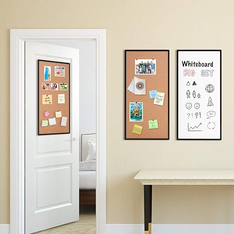 Set of three framed bulletin boards for office, home, or commercial use.