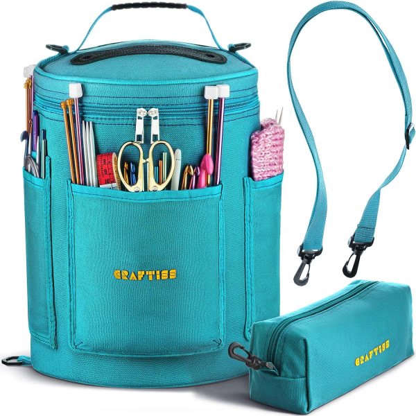 Yarn Storage Bag for Crochet & Knitting – Durable and Spacious Yarn Organizer with External Pockets for All Your Knitting and Crochet Projects