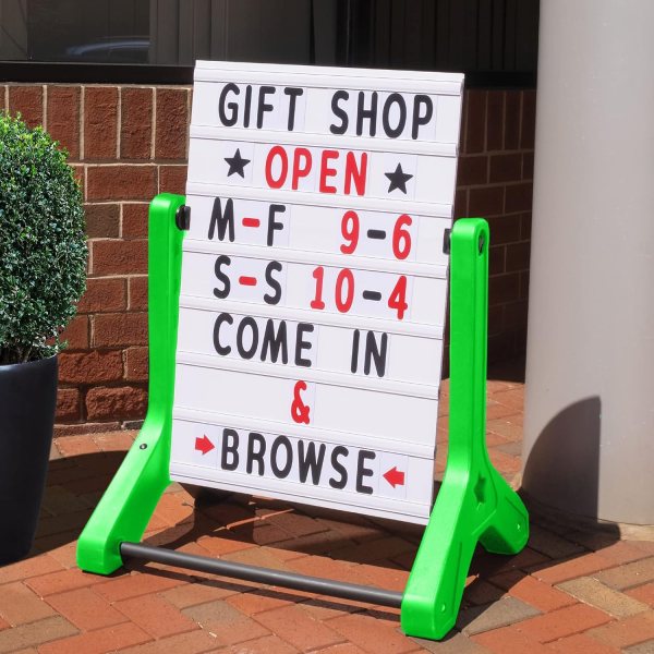 Swinger Sign – Double-Sided A-Frame Sign with 792 Pre-Cut Letters, Symbols, and Numbers, Includes 4 Liquid Chalk Markers, Reusable Storage Box