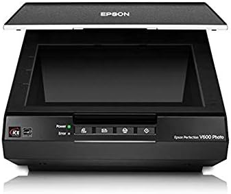 High-resolution flatbed scanner for photos, negatives, and slides.