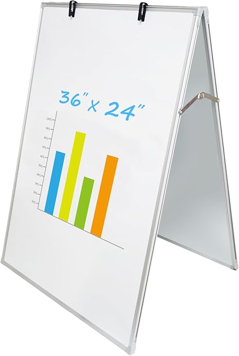 Magnetic Whiteboard Easel – Double-Sided Dry Erase Board with Adjustable Stand and Flipchart Hooks