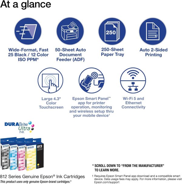 Efficient high-speed printer with duplex printing, 250-sheet capacity, and wireless connectivity for.