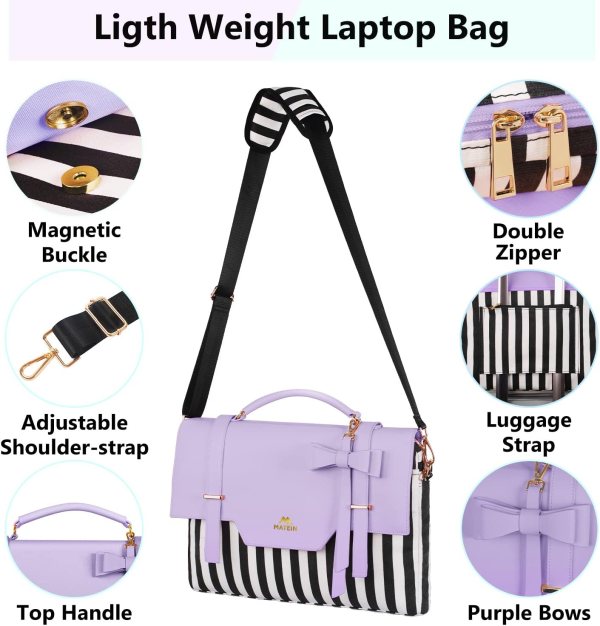 Lightweight crossbody laptop bag with double zipper and adjustable strap.