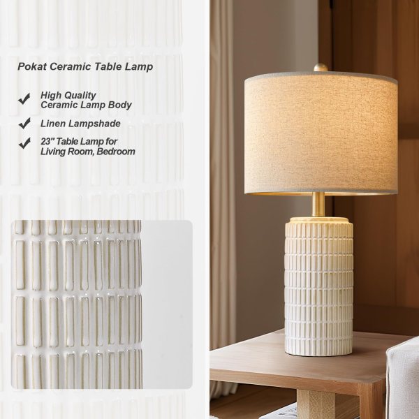 Elegant ceramic nightstand lamps for bedroom and living room.