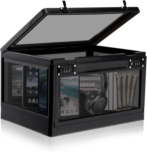 Lockable Storage Box with Dual Combination Locks for Secure Storage of Medicines, Toys, Electronics, and Valuables – Ideal for Home, Office, or College Use