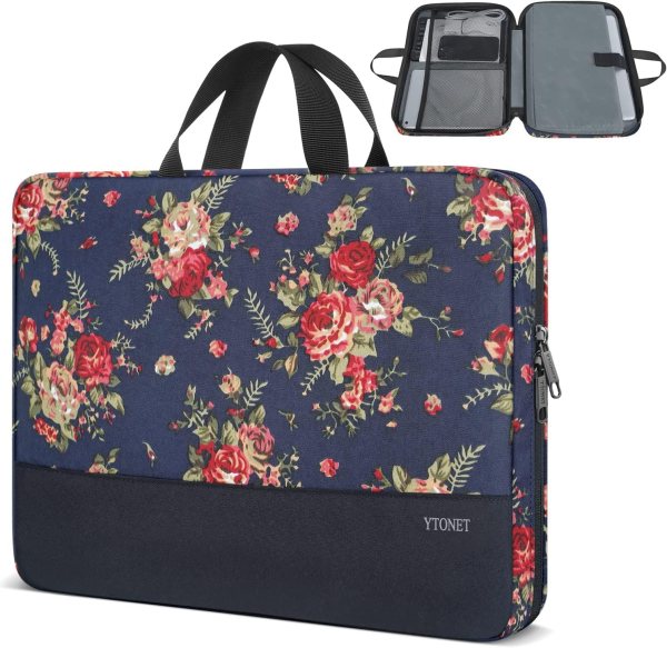 Stylish Laptop Sleeve – Floral Design, Water-Resistant, Slim & Lightweight Case for 15-Inch Laptops and Accessories