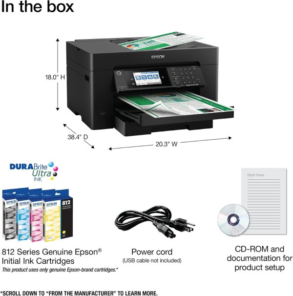 Epson high-speed multifunction printer for office use with duplex printing and 250-sheet capacity.