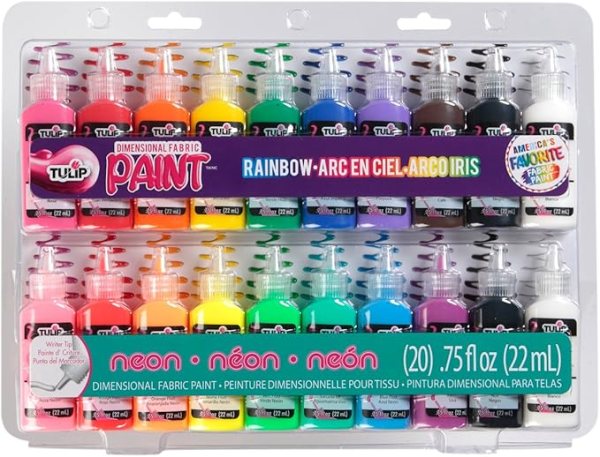 Fabric Paint Pack – Non-Toxic and Permanent 3D Puff Paint for Fashion Party, 20 Color Pack