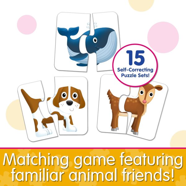 Self-correcting head and tails animal puzzle pieces colorful educational toy