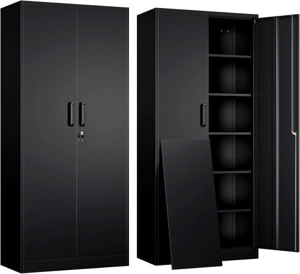 Heavy Duty Storage Cabinet with Adjustable Shelves, Lock for Office and Industrial Use